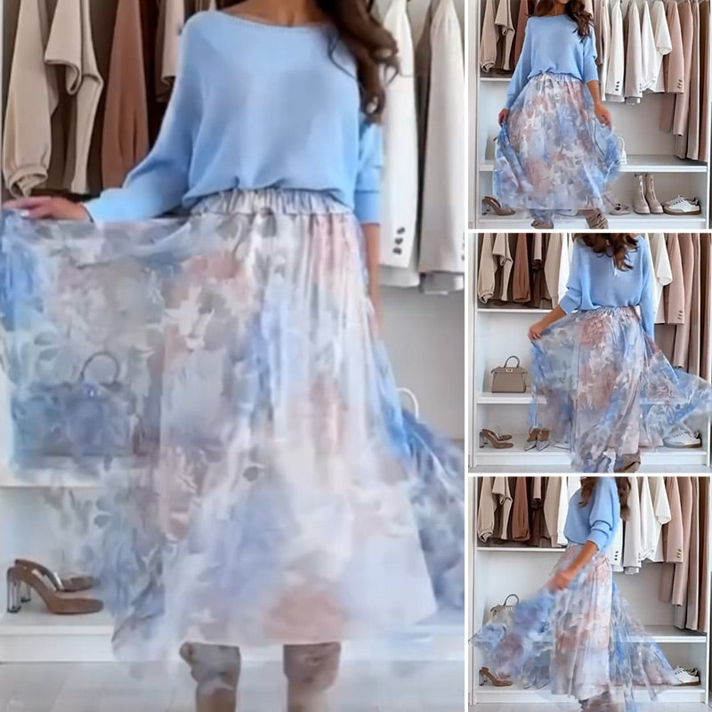 Aponi | Chic Two-Piece Set – Bow Back Top & Flowy Tulle Skirt