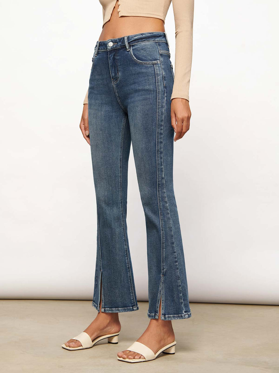 Split-hem Flare Jeans