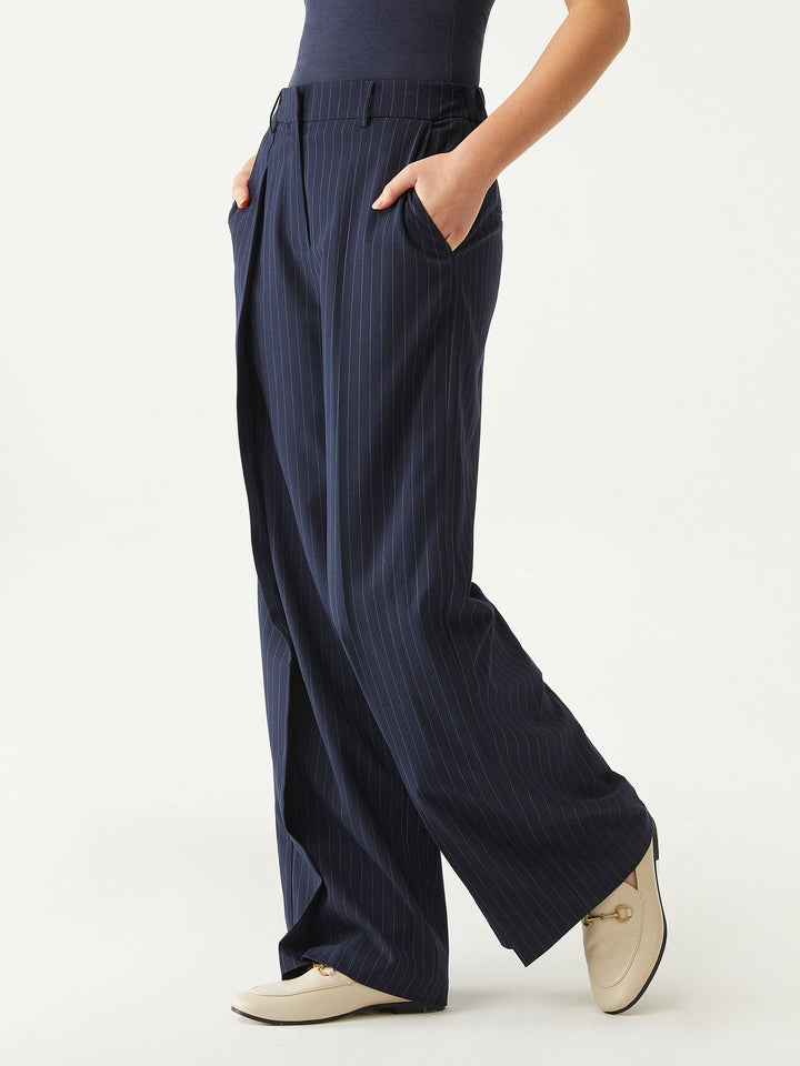 High Waisted Plicated Wide Leg Pants