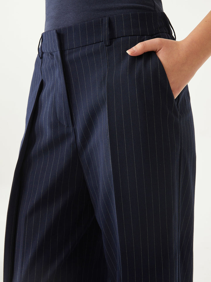 High Waisted Plicated Wide Leg Pants