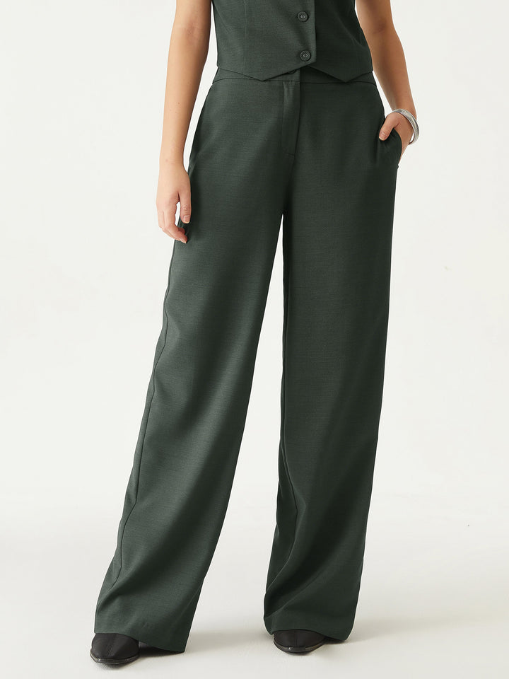 High Rise Pant Straight Leg Suit Pant