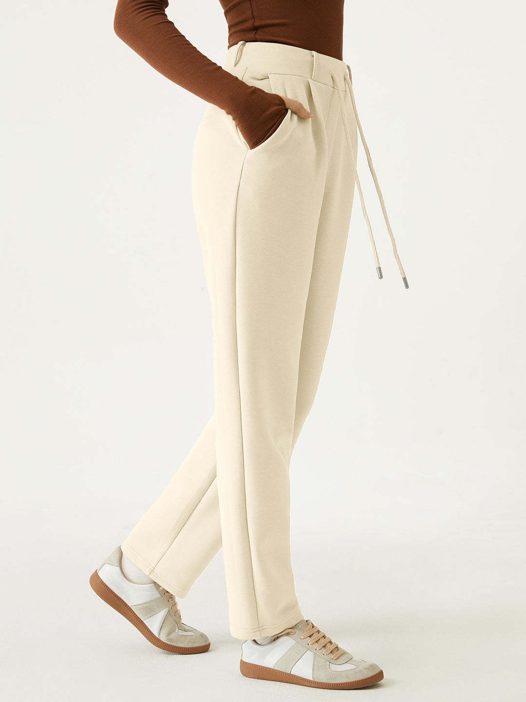 High Waisted Drawstring Tapered Pant