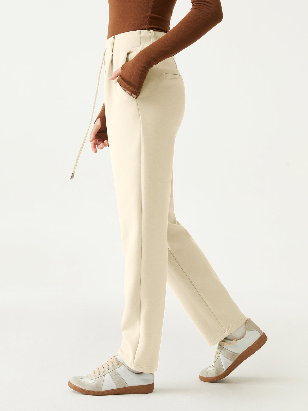 High Waisted Drawstring Tapered Pant