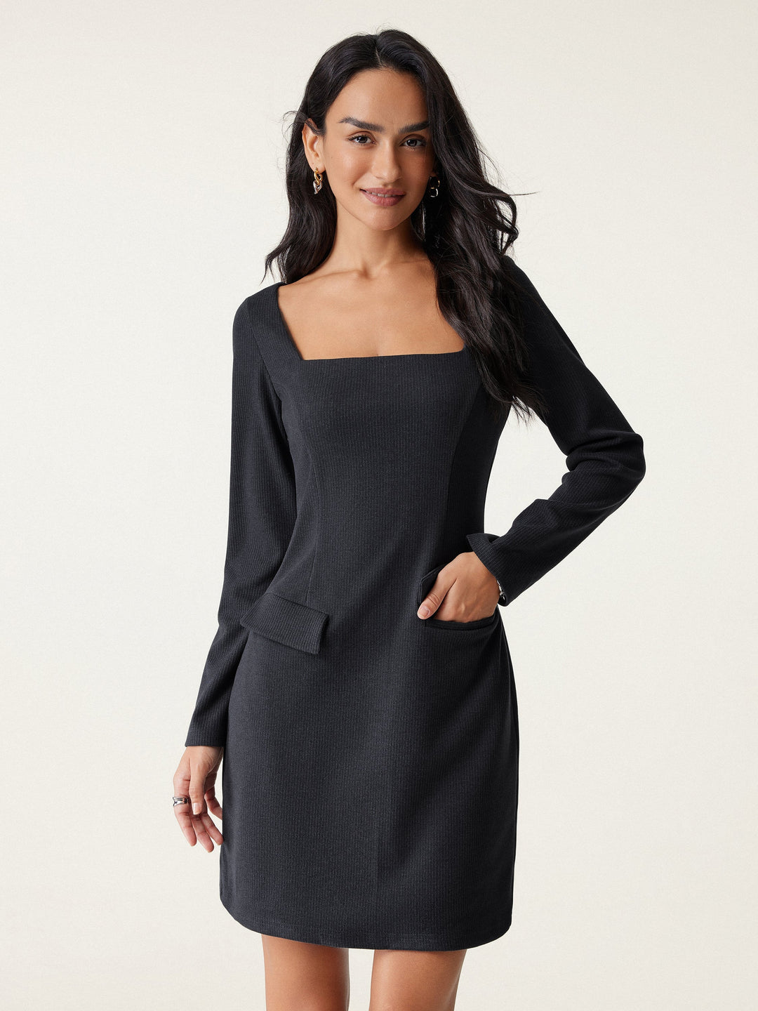 Squareneck Tailored Mini Dress