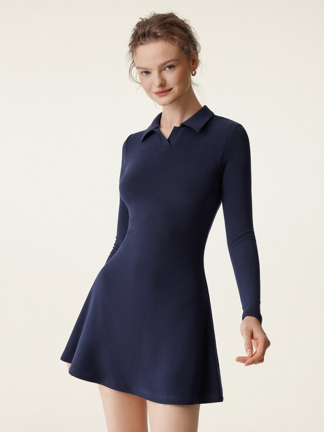 Polo Neck Mini Flare Hem Brami Dress