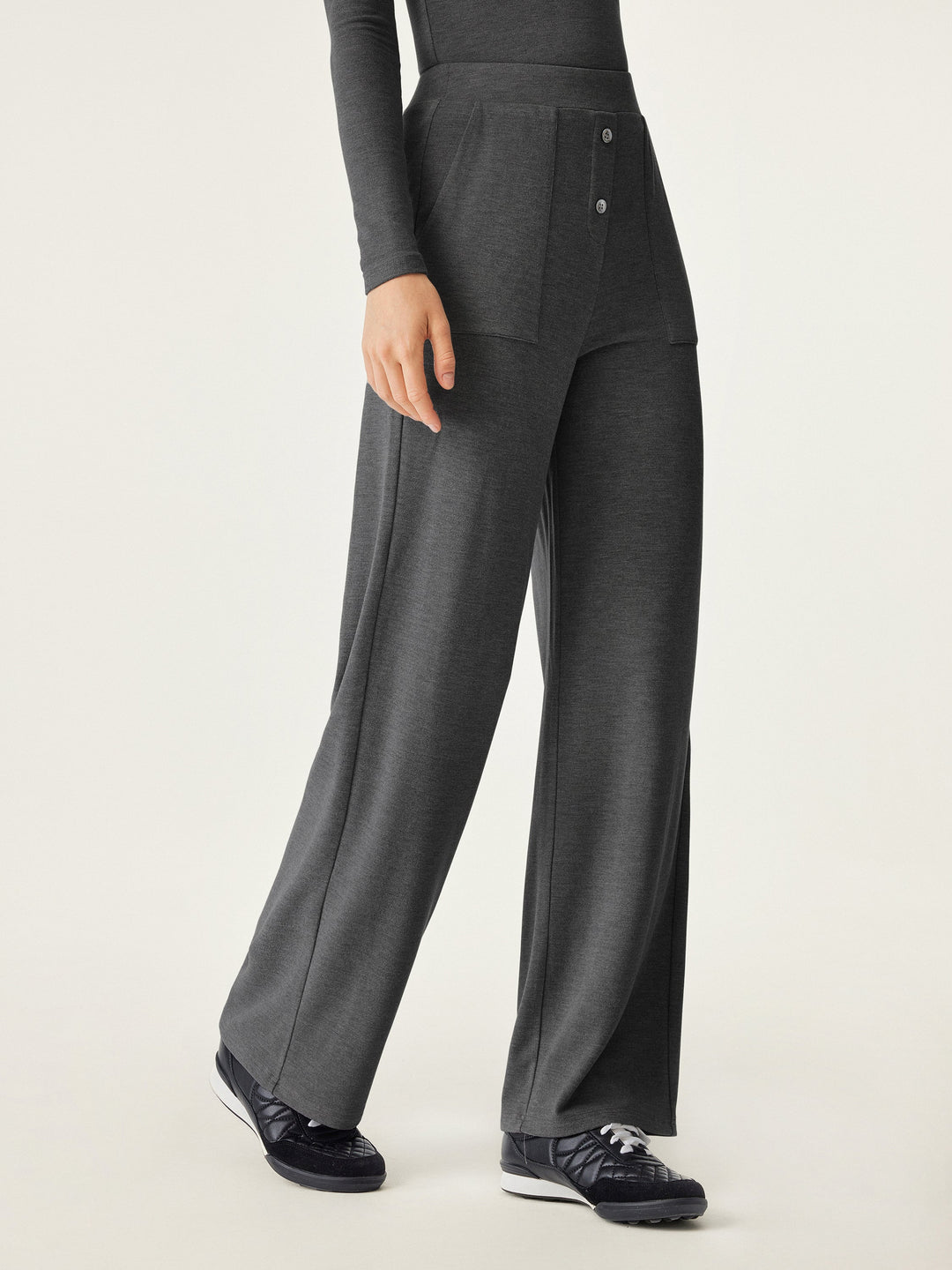 High Waisted Button Patch Pocket Pant