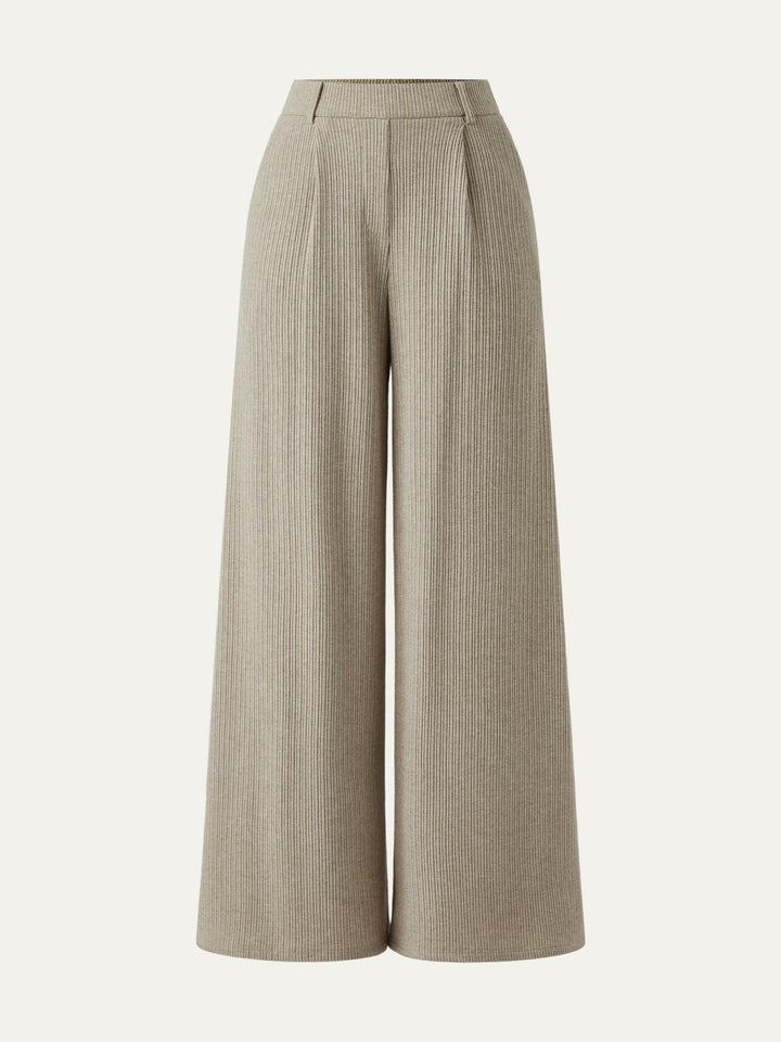 High Waisted Plicated Wide Leg Pant