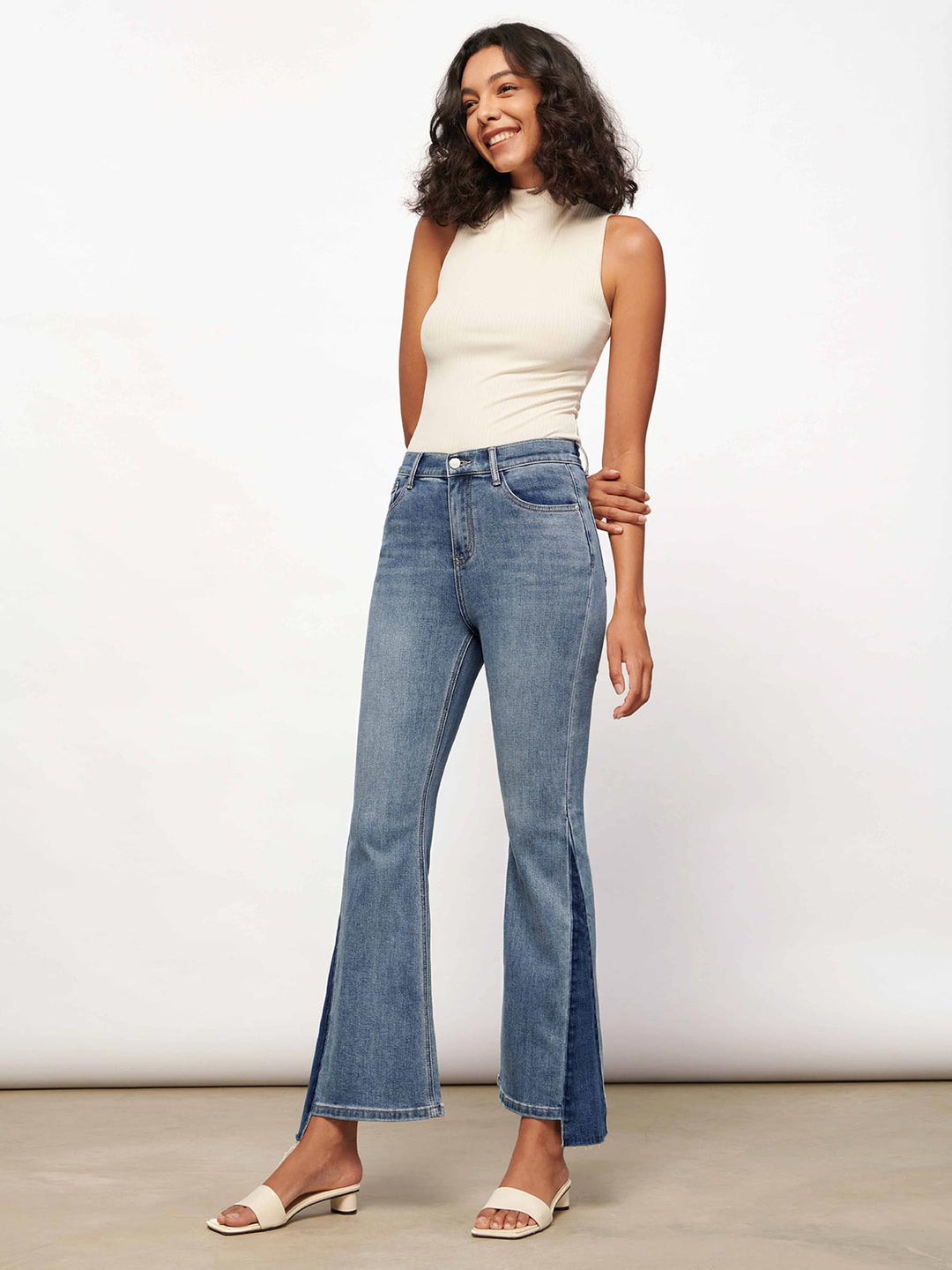 Spliced Flare Jeans