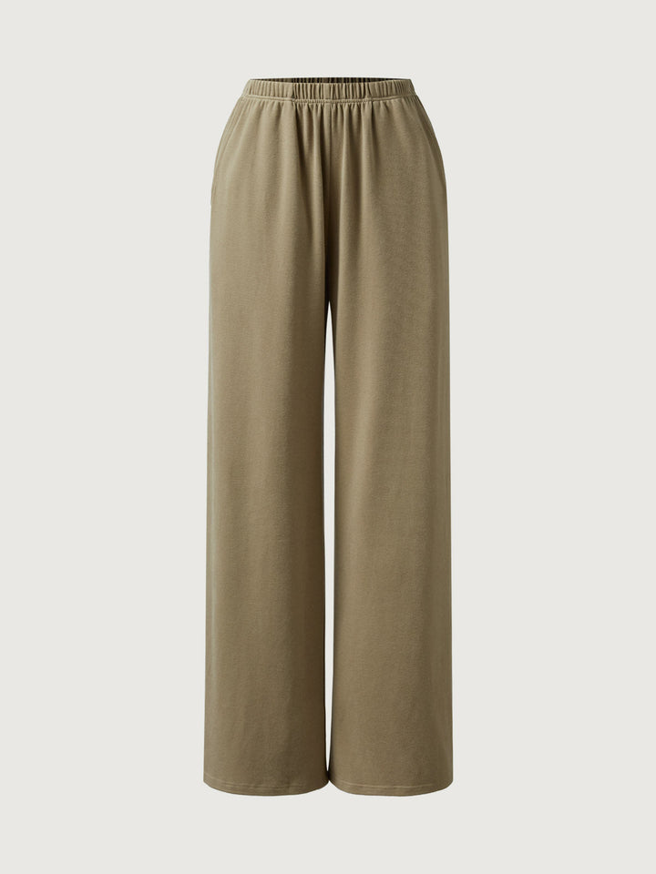 Elastic Waist Tappered Wide Leg Pants