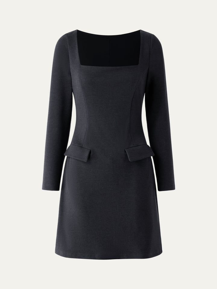 Squareneck Tailored Mini Dress