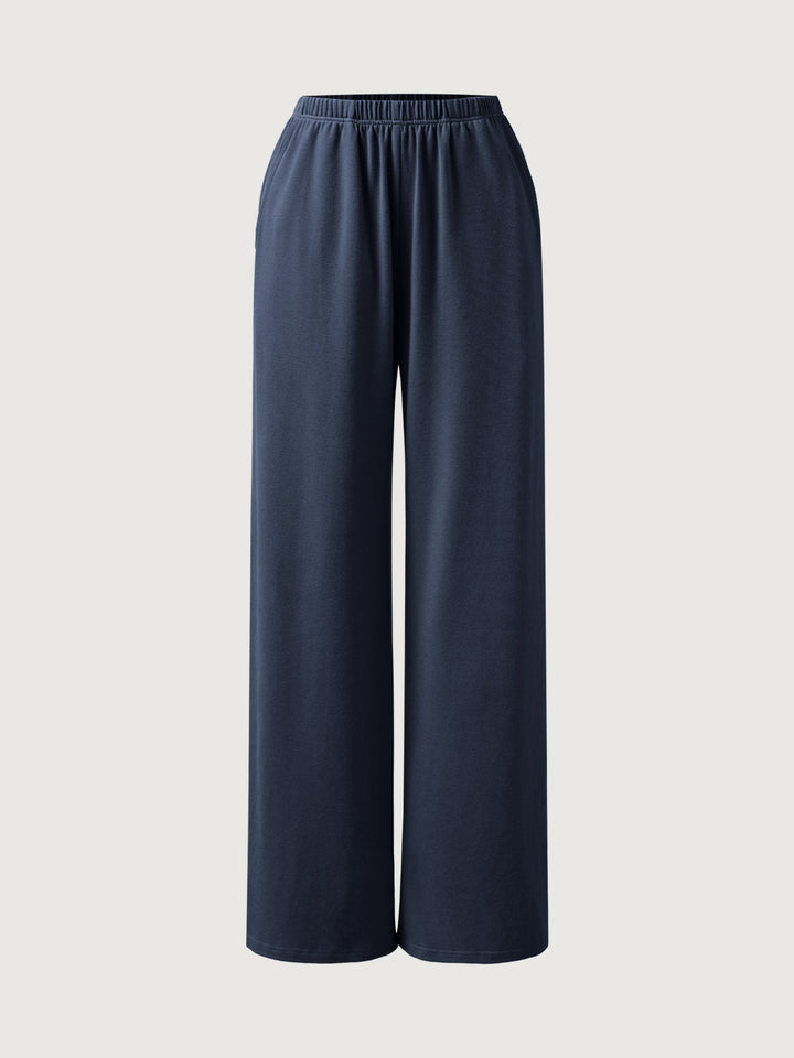 Elastic Waist Tappered Wide Leg Pants