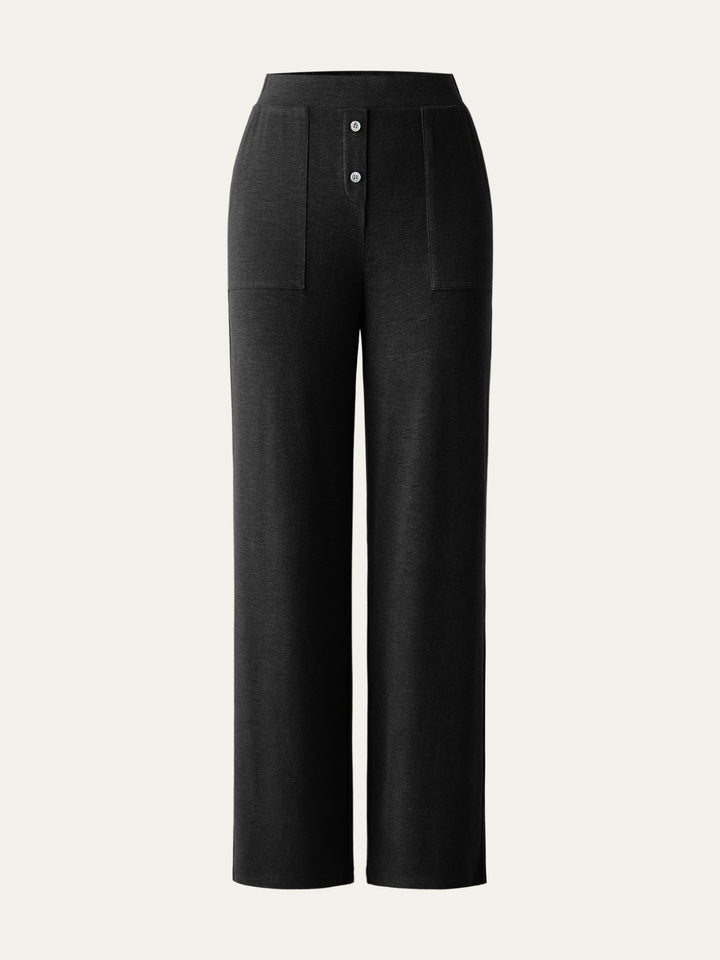 High Waisted Button Patch Pocket Pant